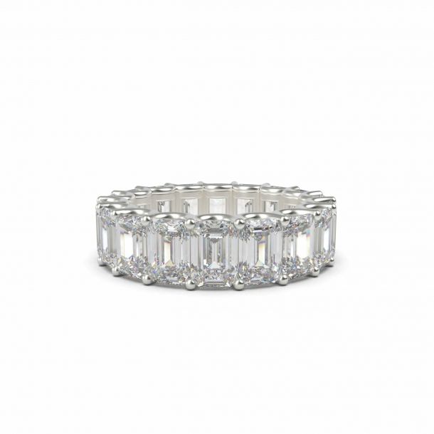 French U Emerald Eternity Ring by Cultive - White Gold