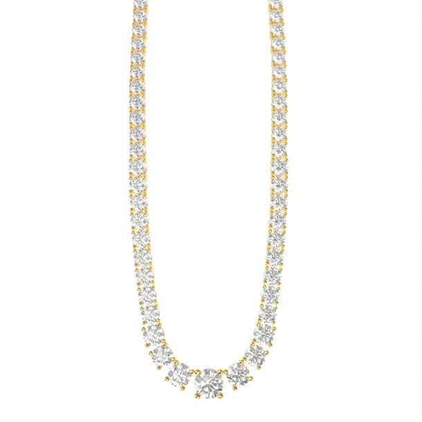 Four Prong Graduated Diamond Riviera Necklace by Cultive - Yellow Gold