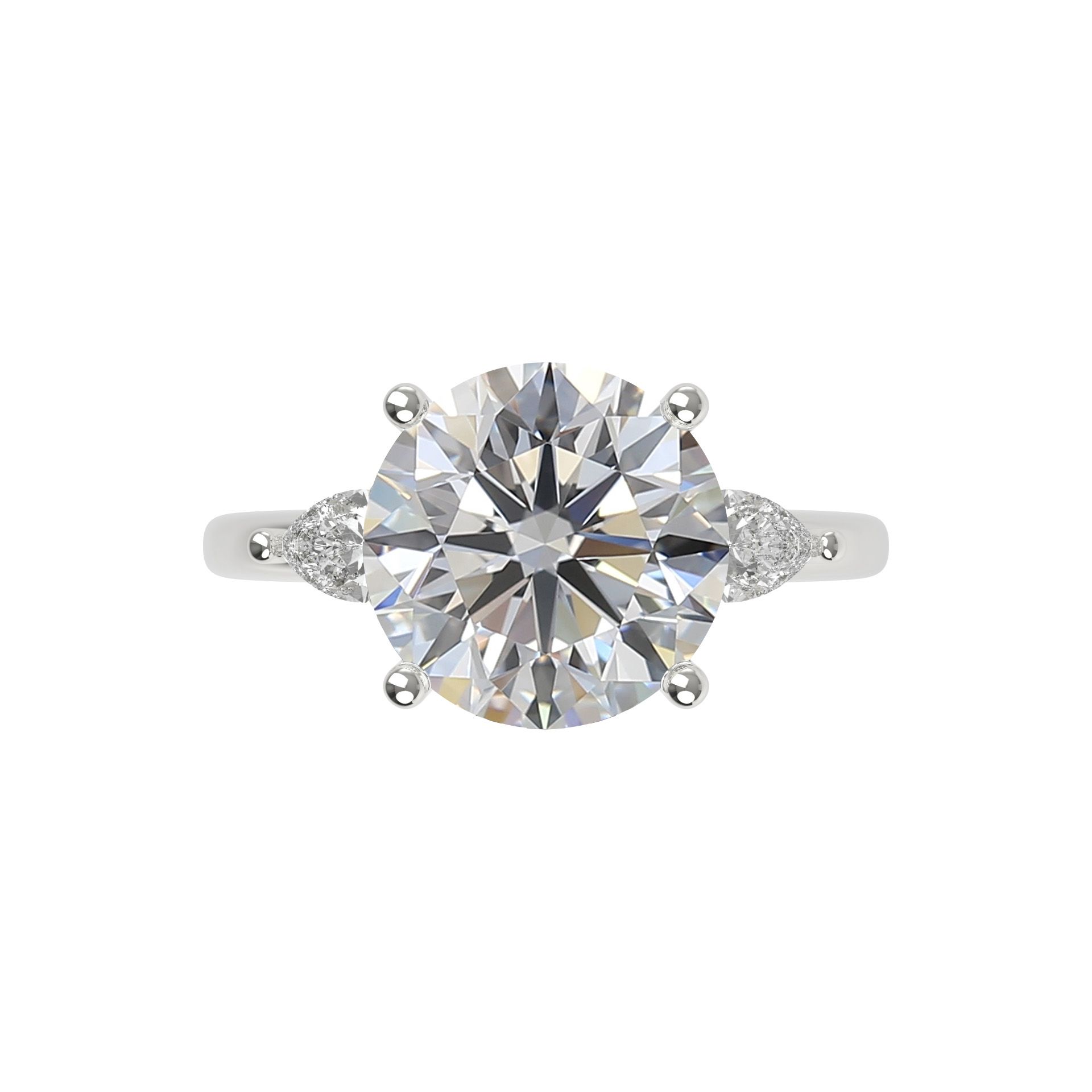 Engagement Ring with Pear Cut Accent Stones by Cultive - White Gold