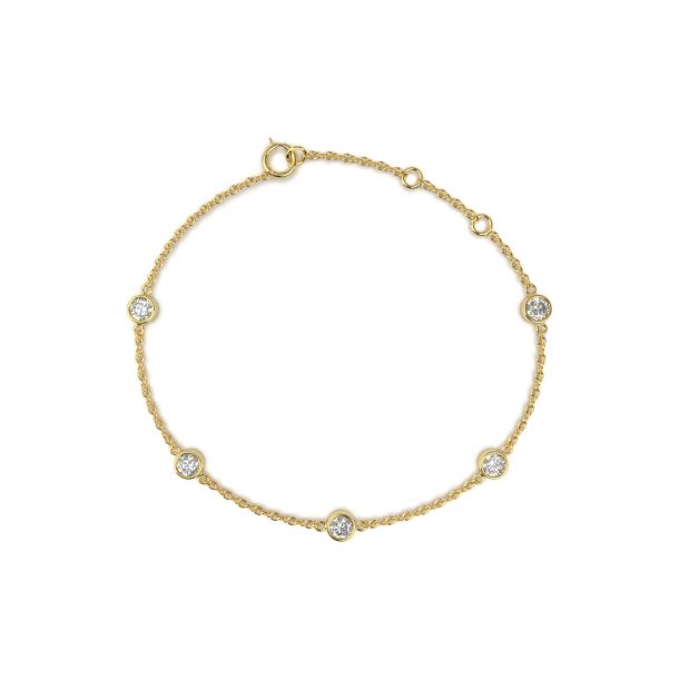 Five Diamond by the Yard Bezel Bracelet by Cultive - Yellow Gold