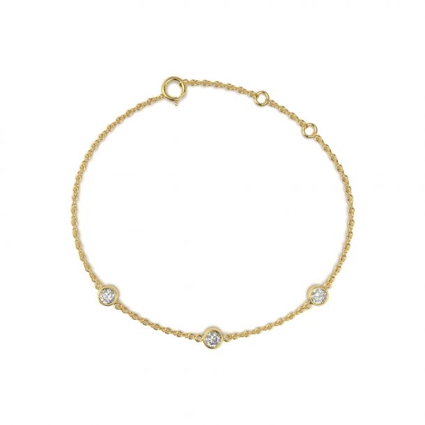 Three Diamond by the Yard Bezel Bracelet by Cultive - Yellow Gold