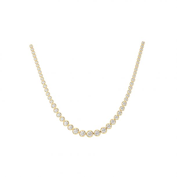 Riviera Line Necklace with Bezel Set Graduated Lab Diamonds by Cultive - Yellow Gold